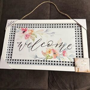 Floral Welcome Sign with White Frame